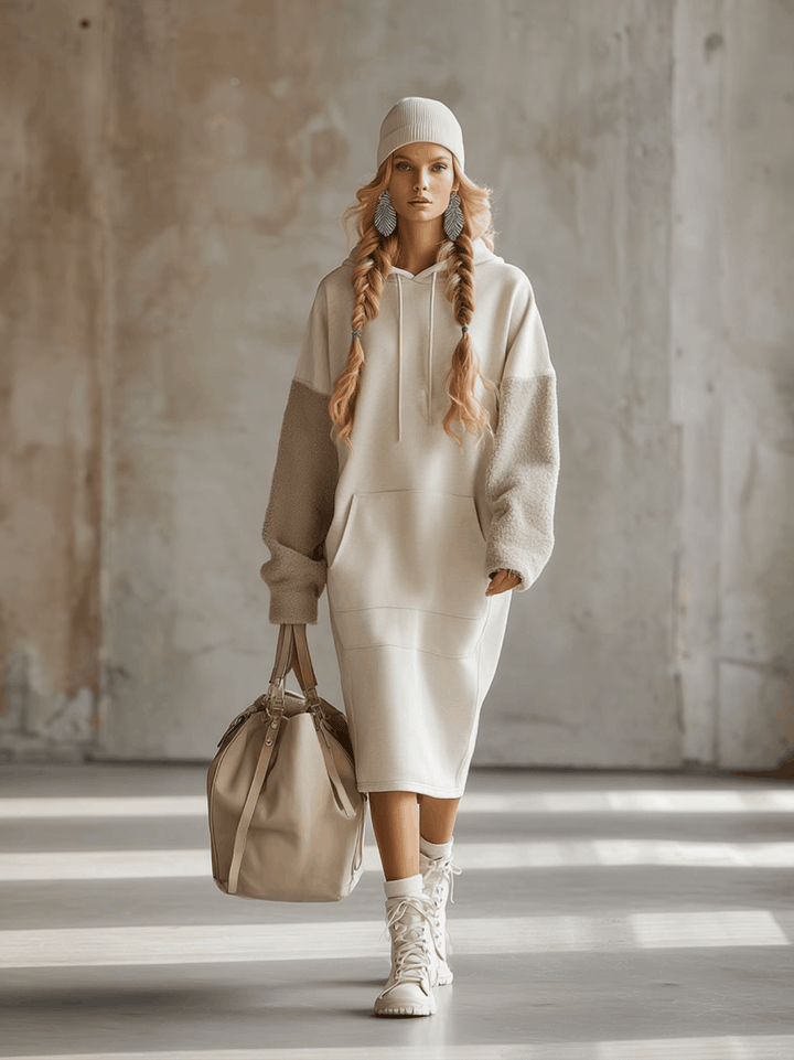Morgan & Brooke | Beige Hooded Dress
