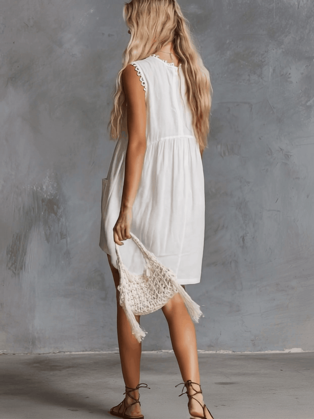 Morgan & Brooke | White Lace V-Neck Casual Dress