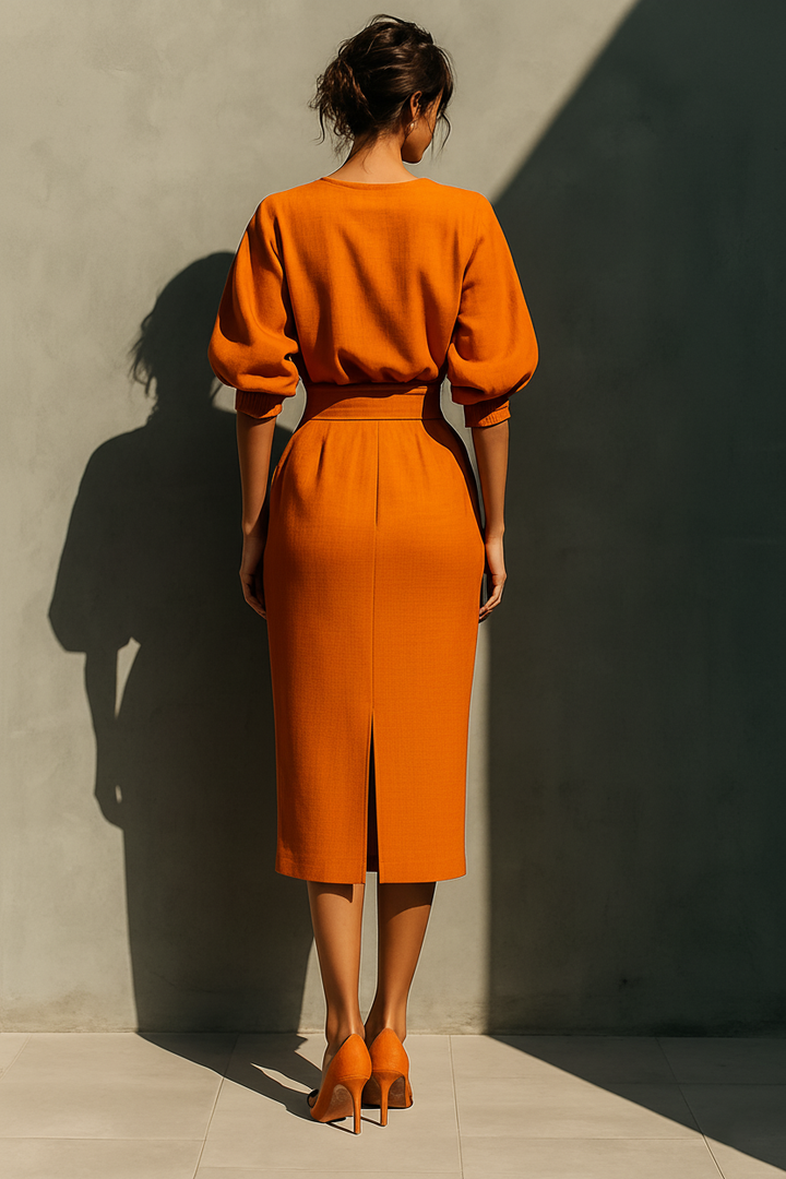 Morgan & Brooke | Orange Linen Dress
