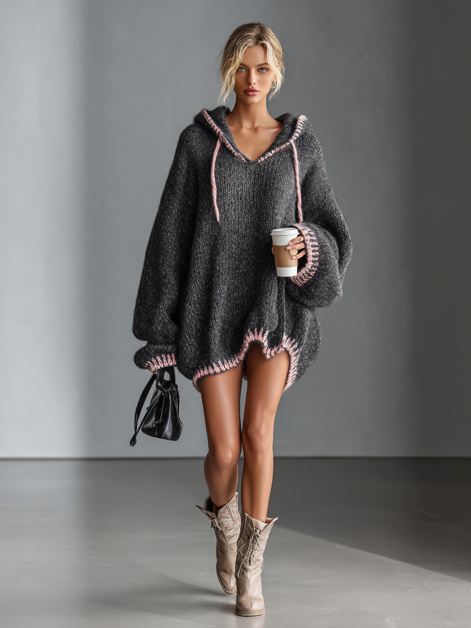 Morgan & Brooke | Pink Knit Hooded Dress
