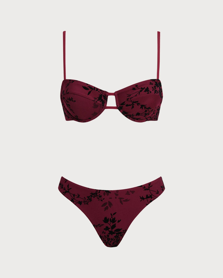 Morgan and Brooke | Floral Underwire Bikini Set for Women in Red