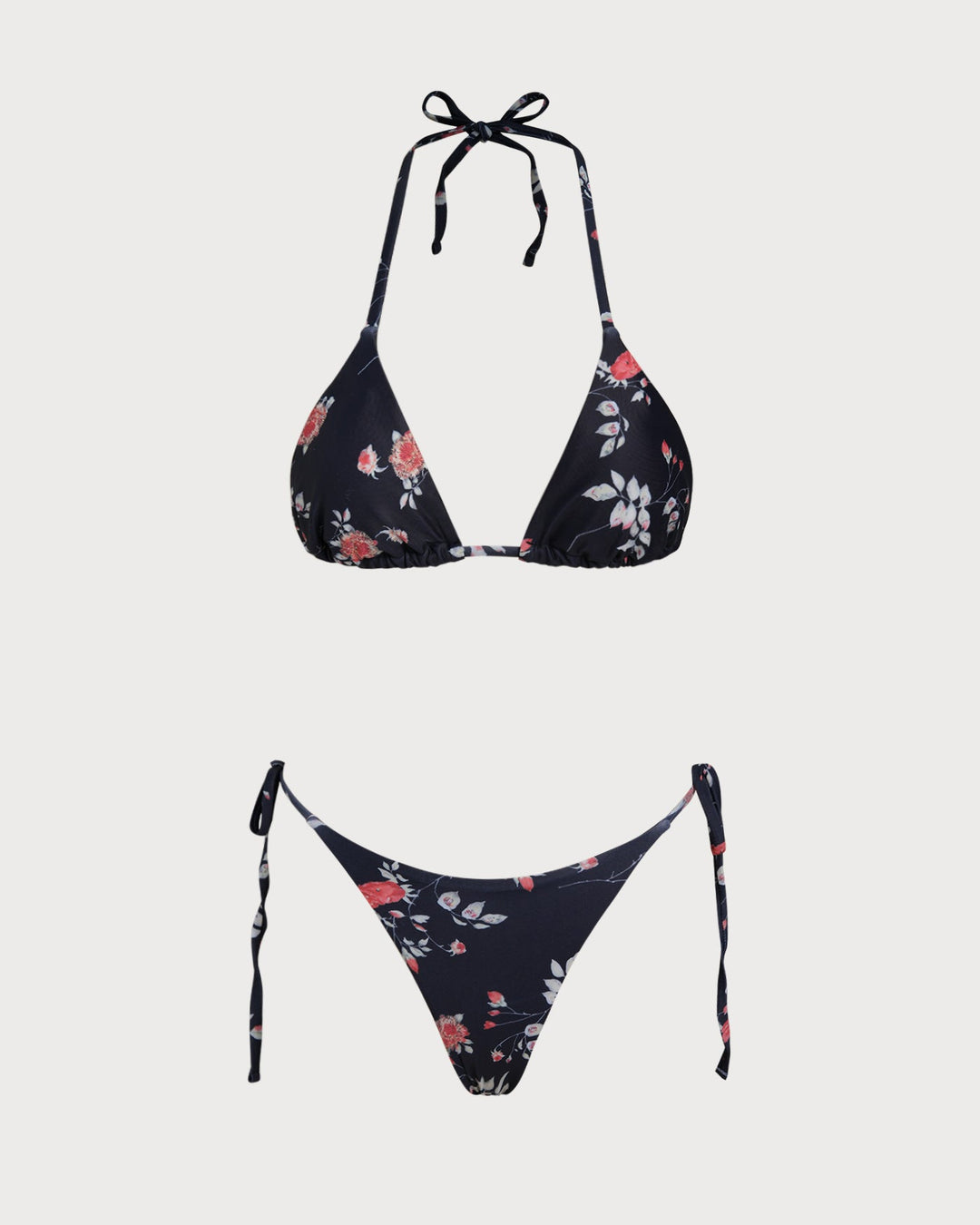 Morgan and Brooke | Floral Triangle Bikini Set for Women in Black