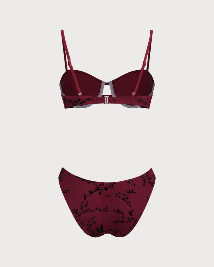 Morgan and Brooke | Floral Underwire Bikini Set for Women in Red