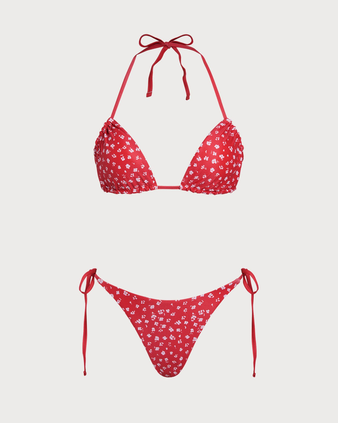 Morgan and Brooke | Floral Triangle Bikini Set for Women in Red