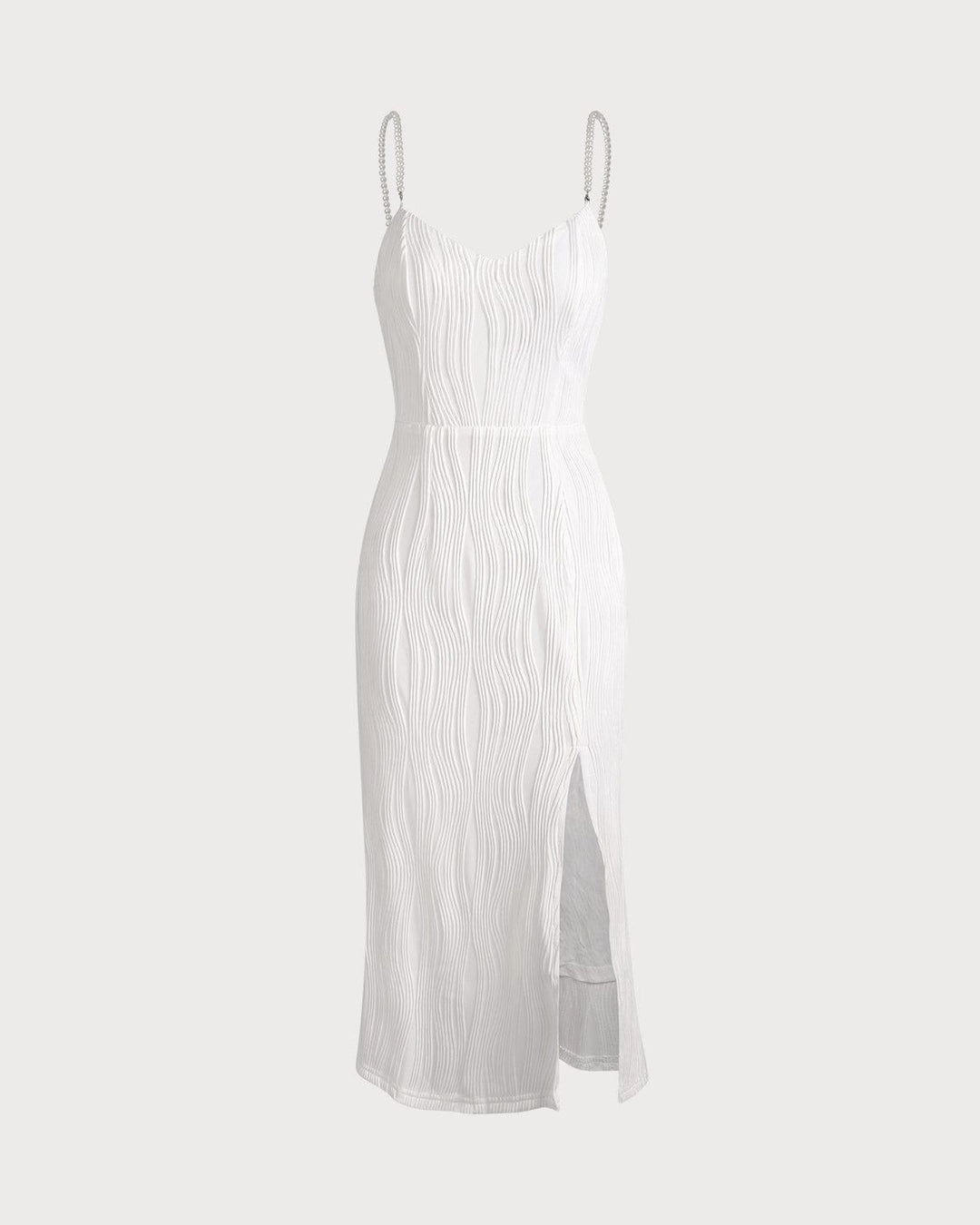 Morgan and Brooke | Textured Pearl Strap Midi Dress