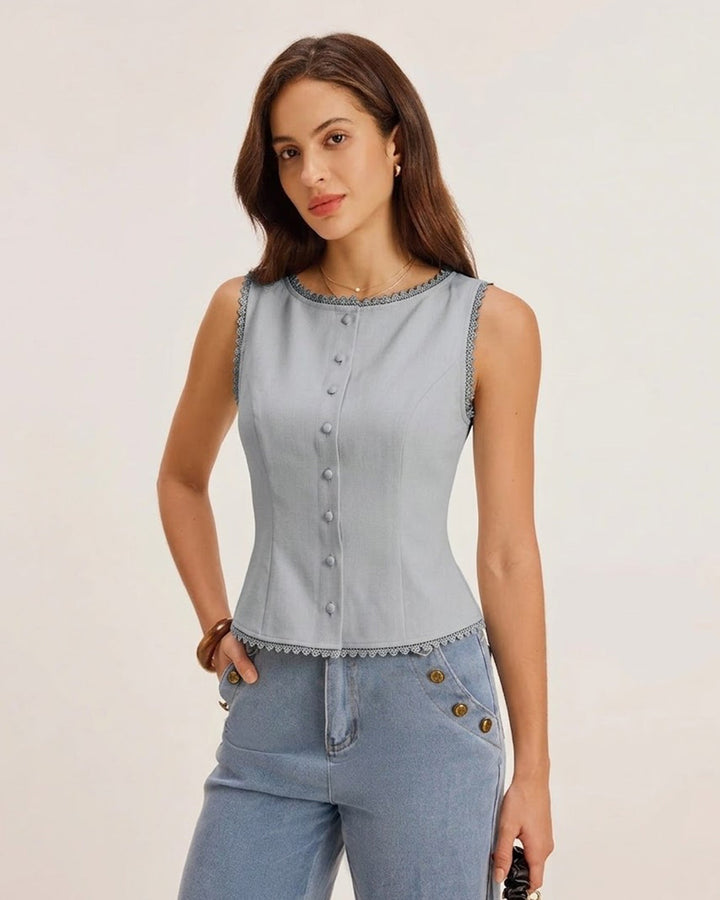 Morgan and Brooke | Light Blue Single Breasted Vest