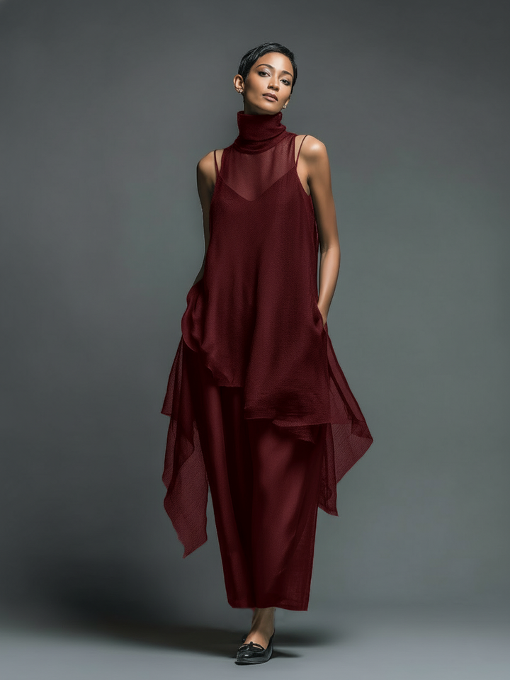 Morgan & Brooke | Red Chiffon Dress