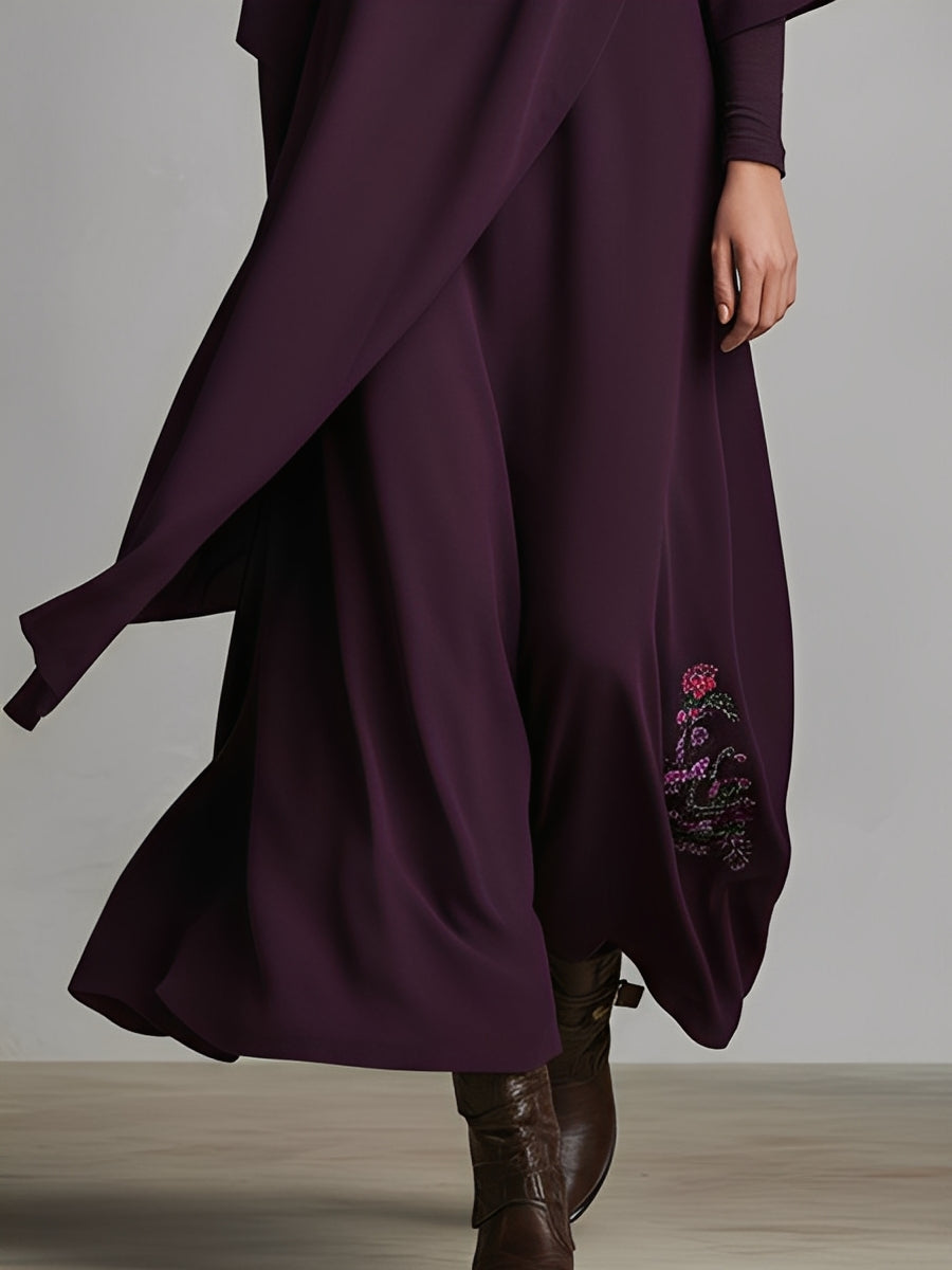 Morgan & Brooke | Red Cotton Turtleneck Evening Dress