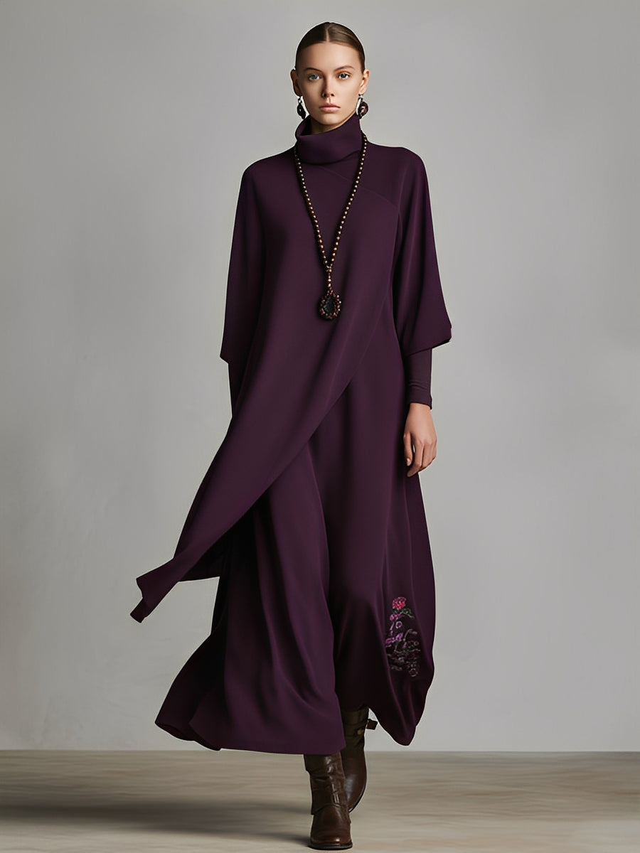 Morgan & Brooke | Red Cotton Turtleneck Evening Dress