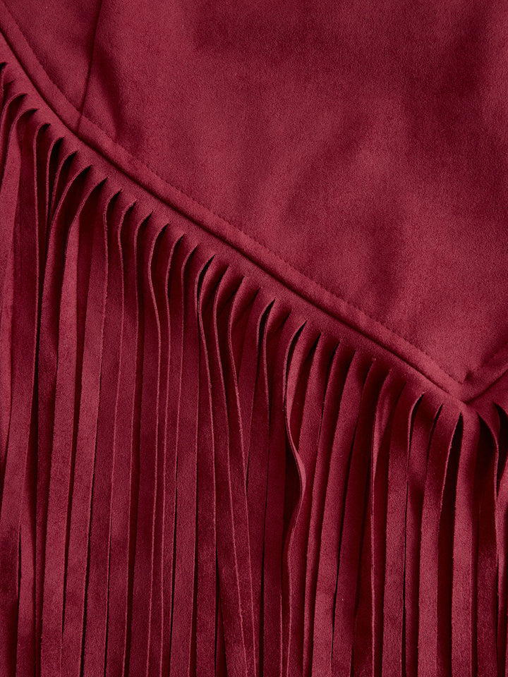 Morgan & Brooke | Red Faux Suede Slit Casual Dress