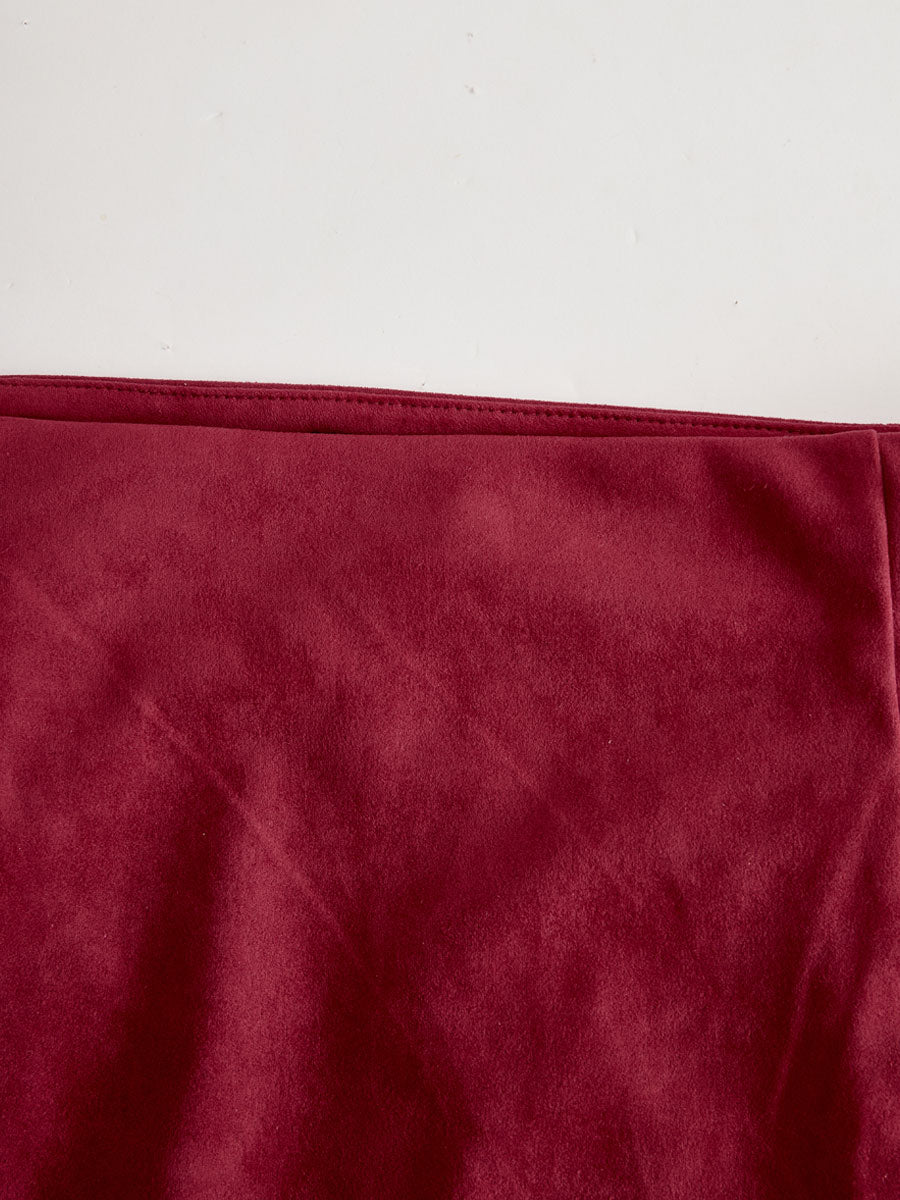 Morgan & Brooke | Red Faux Suede Slit Casual Dress