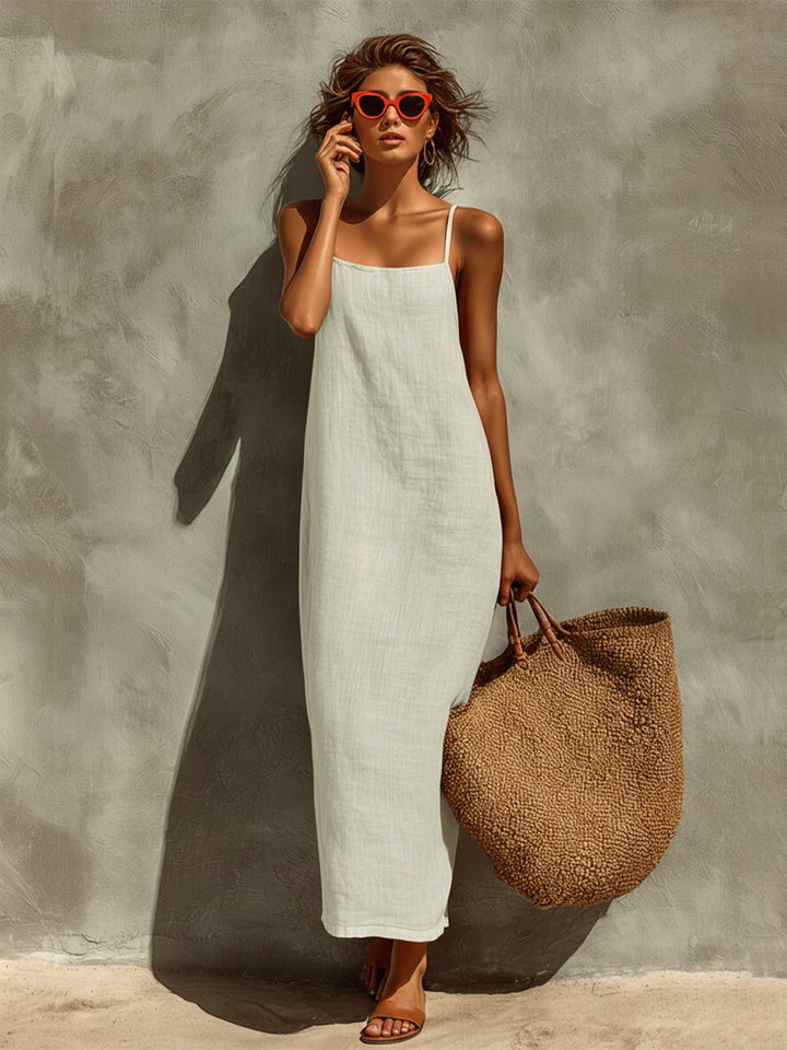 Morgan & Brooke | Red Linen Casual Dress