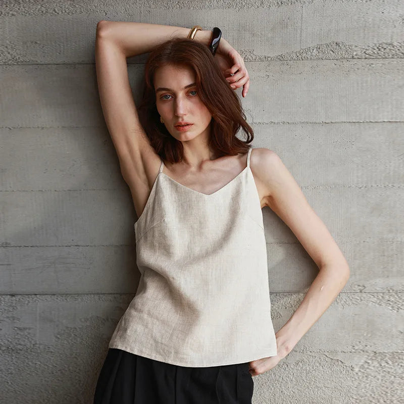 Morgan & Brooke | V-Neck Linen Camisole Top