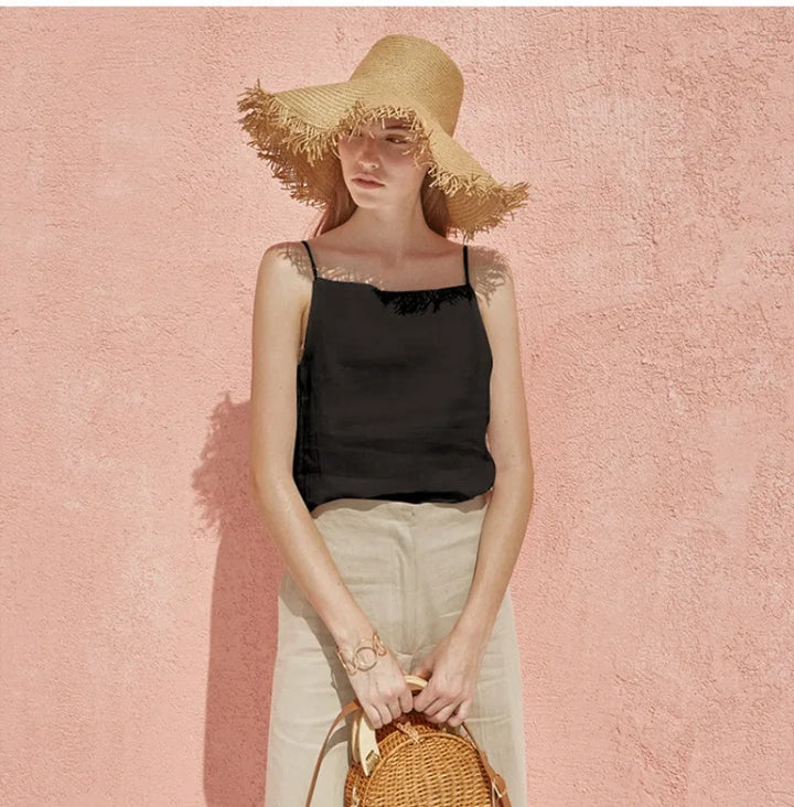 Morgan & Brooke | Satin-Strap Linen Cami