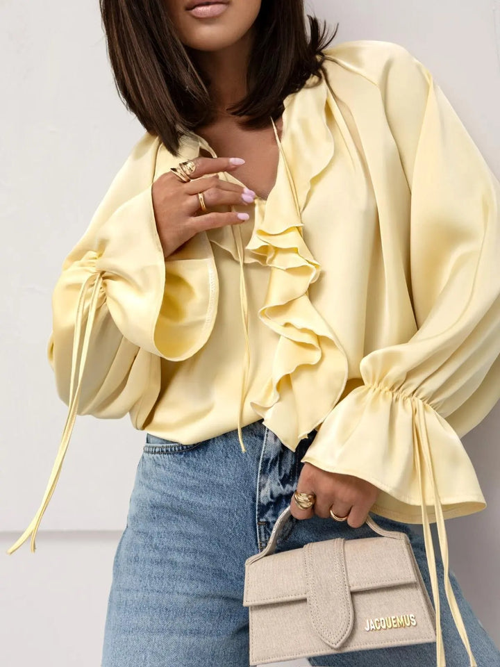Morgan & Brooke | Ruffled Satin Blouse