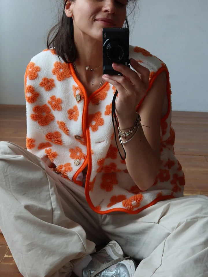 Morgan & Brooke | Floral Print Fleece Vest