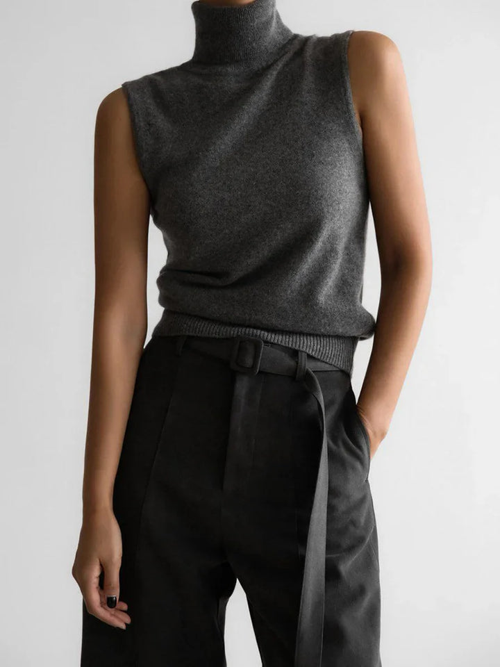 Morgan & Brooke | High-Neck Ribbed Knit Vest