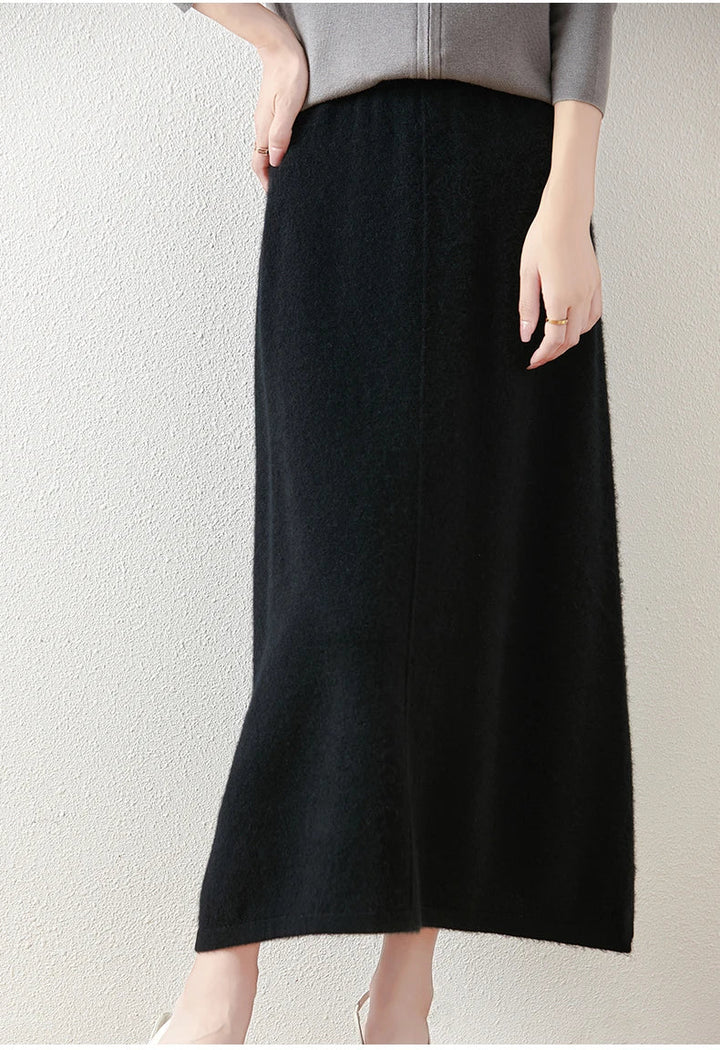 Morgan & Brooke | Charcoal High-Waist Pencil Wool Skirt