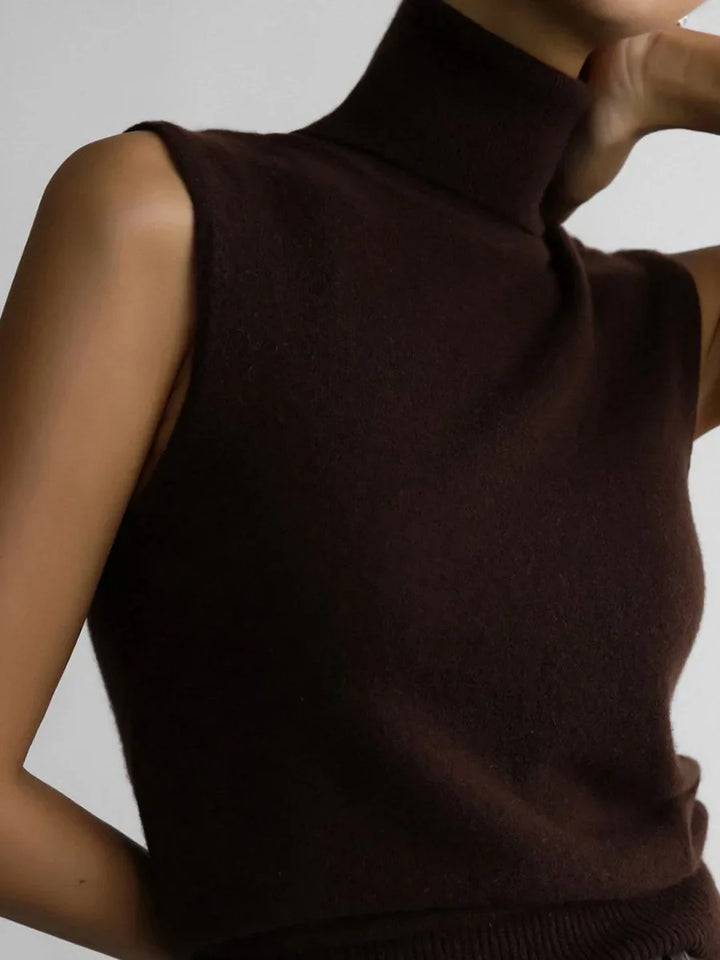 Morgan & Brooke | High-Neck Ribbed Knit Vest