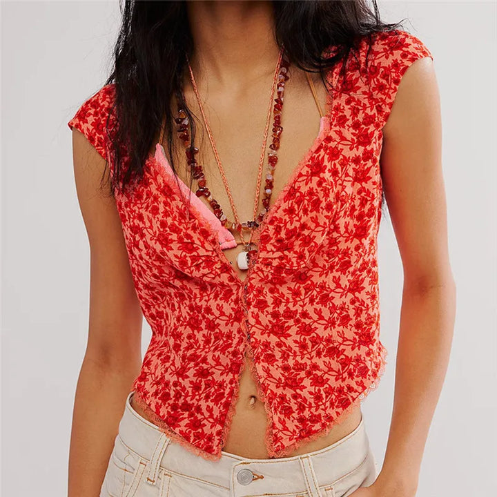 Morgan and Brooke | | Crop Top - Floral, Ruche