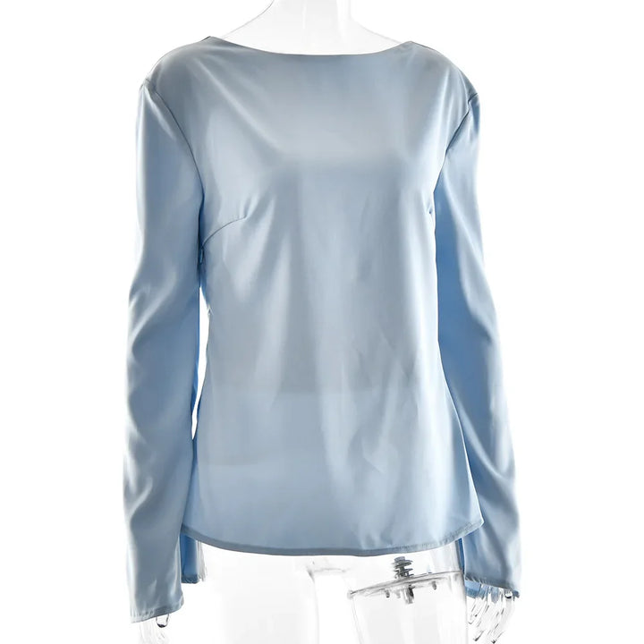 Morgan & Brooke | Long Sleeve Bell Cuff Satin Top