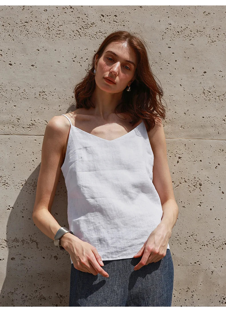 Morgan & Brooke | V-Neck Linen Camisole Top