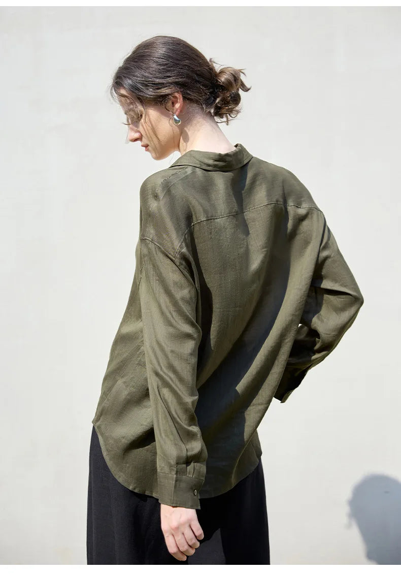 Morgan & Brooke | Natural Relaxed-Fit Button-Up Ramie Shirt