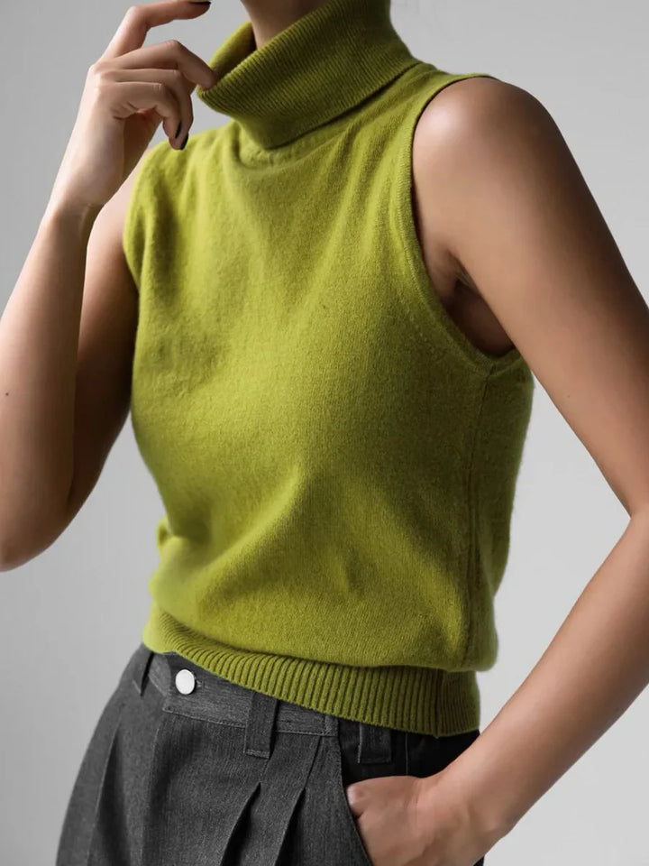 Morgan & Brooke | High-Neck Ribbed Knit Vest