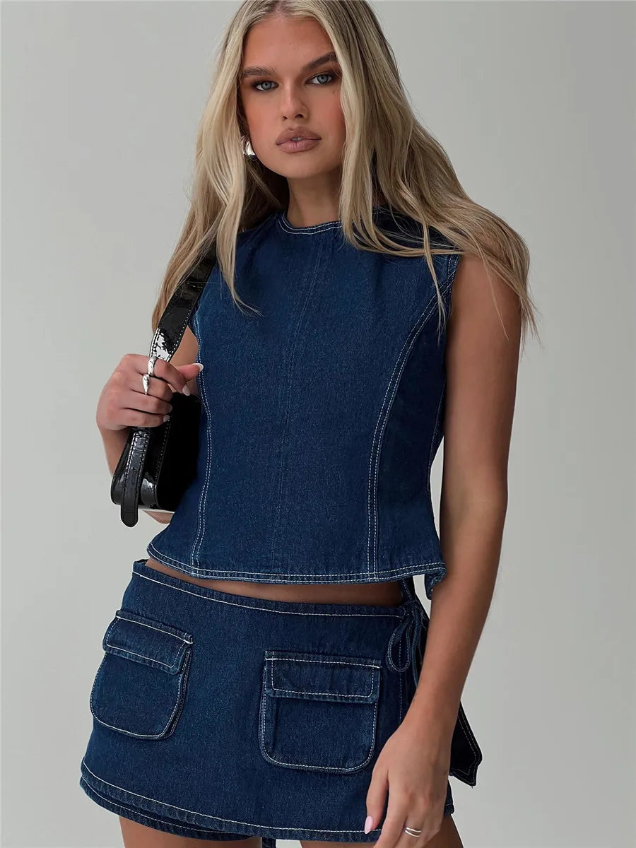 Morgan & Brooke | Black Mini Patch-Pocket Skirt