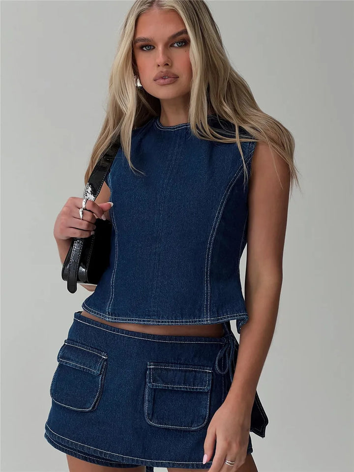 Morgan & Brooke | Black Mini Patch-Pocket Skirt