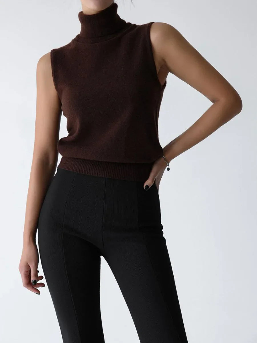 Morgan & Brooke | High-Neck Ribbed Knit Vest