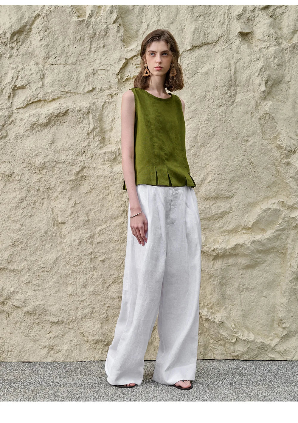 Morgan & Brooke | Pleated Hem Linen Top