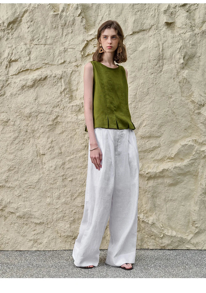 Morgan & Brooke | Pleated Hem Linen Top
