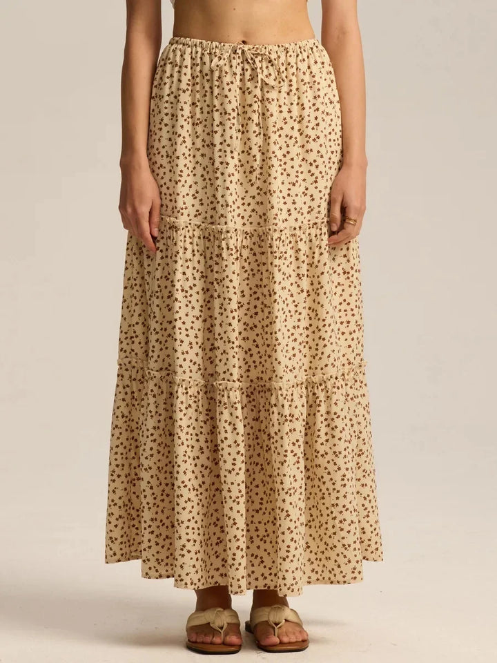 Morgan & Brooke | Printed Tiered Lightweight Maxi Skirt