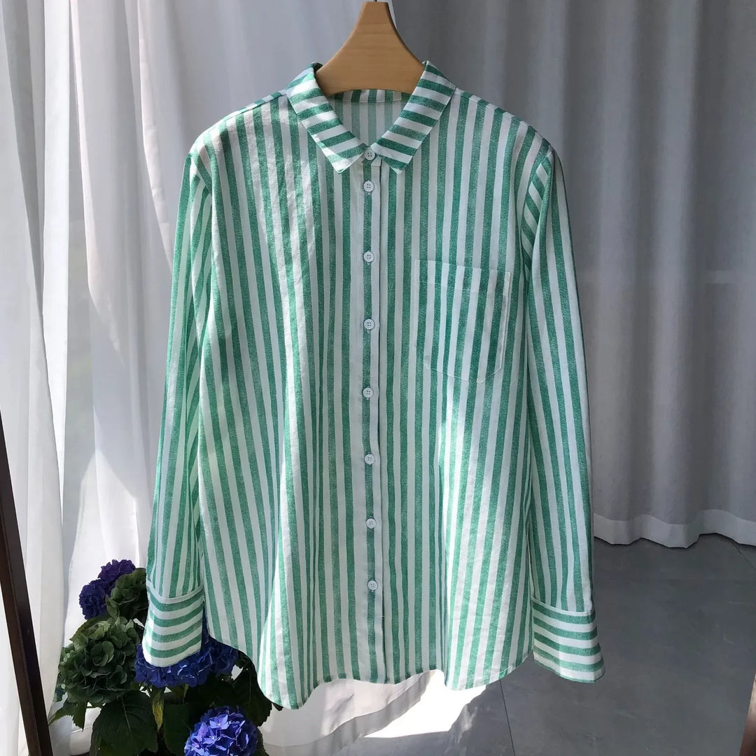 Morgan & Brooke | Striped Button-Up Linen Shirt