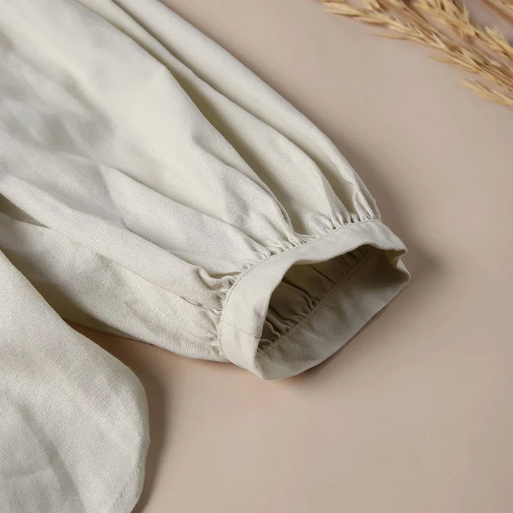 Morgan & Brooke | Gathered Lantern-Sleeve Relaxed-Fit Cotton Blouse