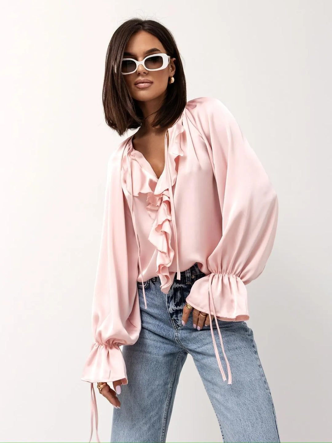 Morgan & Brooke | Ruffled Satin Blouse