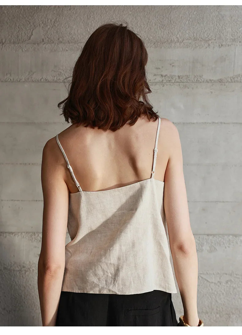 Morgan & Brooke | V-Neck Linen Camisole Top