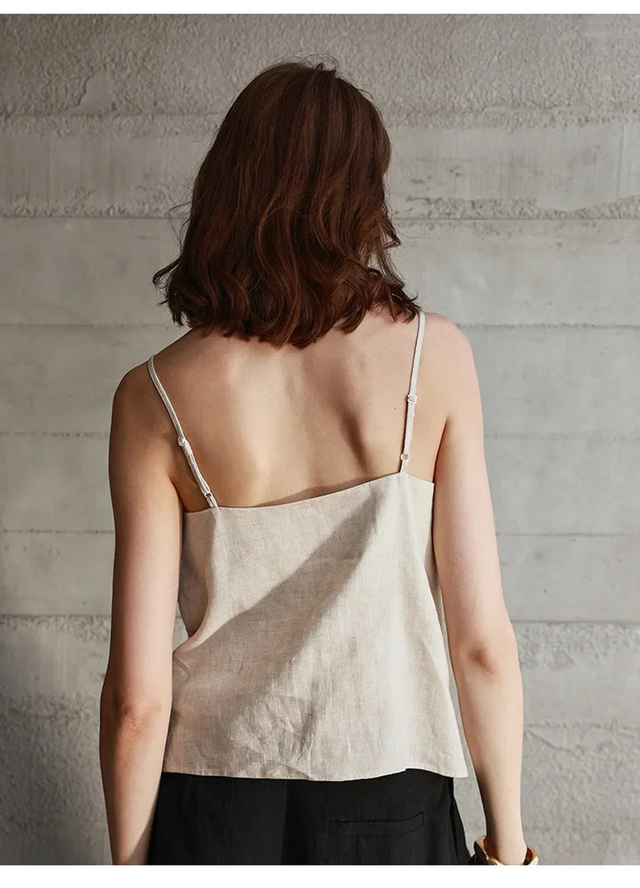Morgan & Brooke | V-Neck Linen Camisole Top
