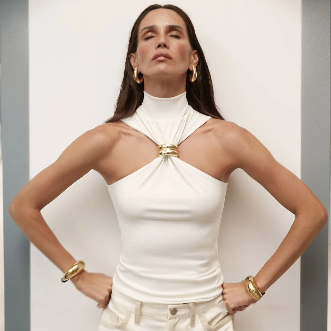 Morgan & Brooke | Pleated Satin Top