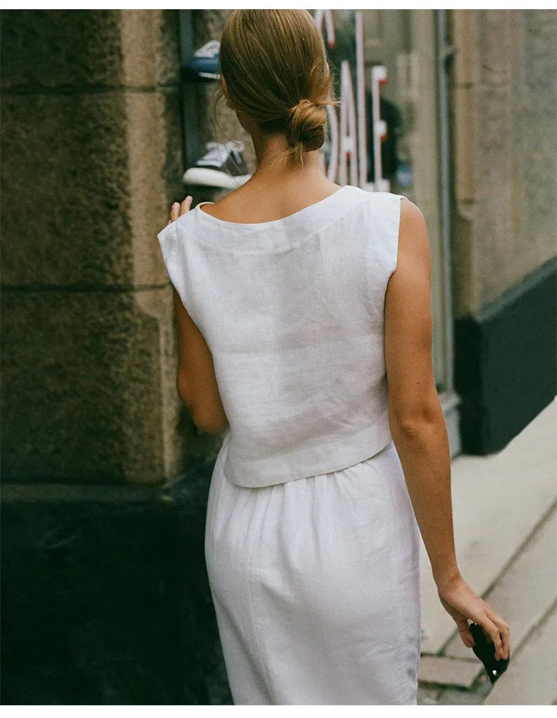 Morgan & Brooke | Cropped Linen Top