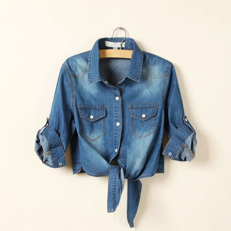 Morgan & Brooke | Blue Boxy Cropped Denim Top