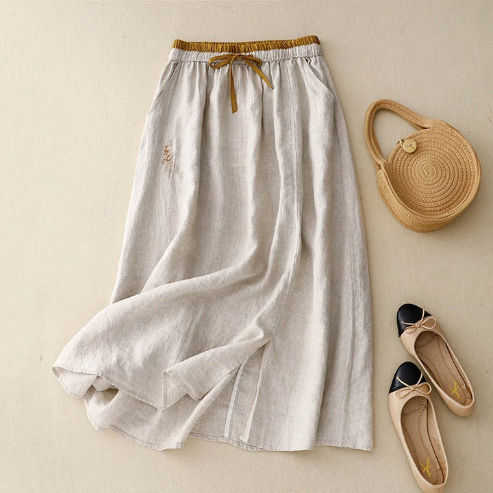 Morgan & Brooke | High-Waist A-Line Linen Skirt