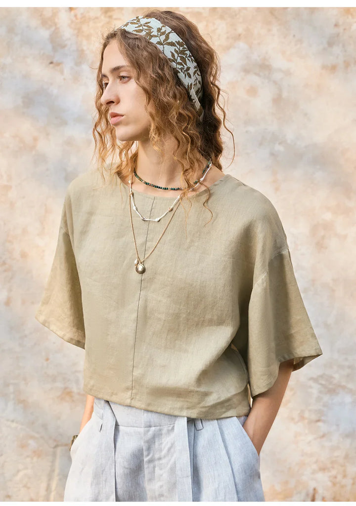 Morgan & Brooke | Flared Sleeve Linen Pullover