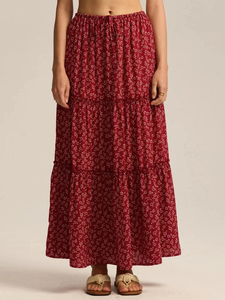 Morgan & Brooke | Printed Tiered Lightweight Maxi Skirt
