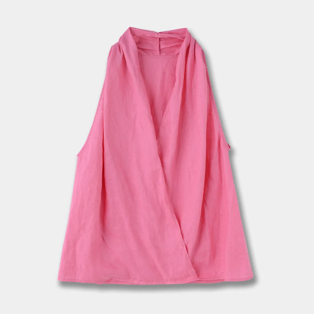 Morgan & Brooke | Draped Sleeveless Linen Vest