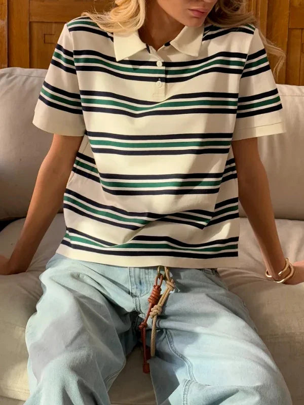 Morgan and Brooke | Stripe Polo Tee
