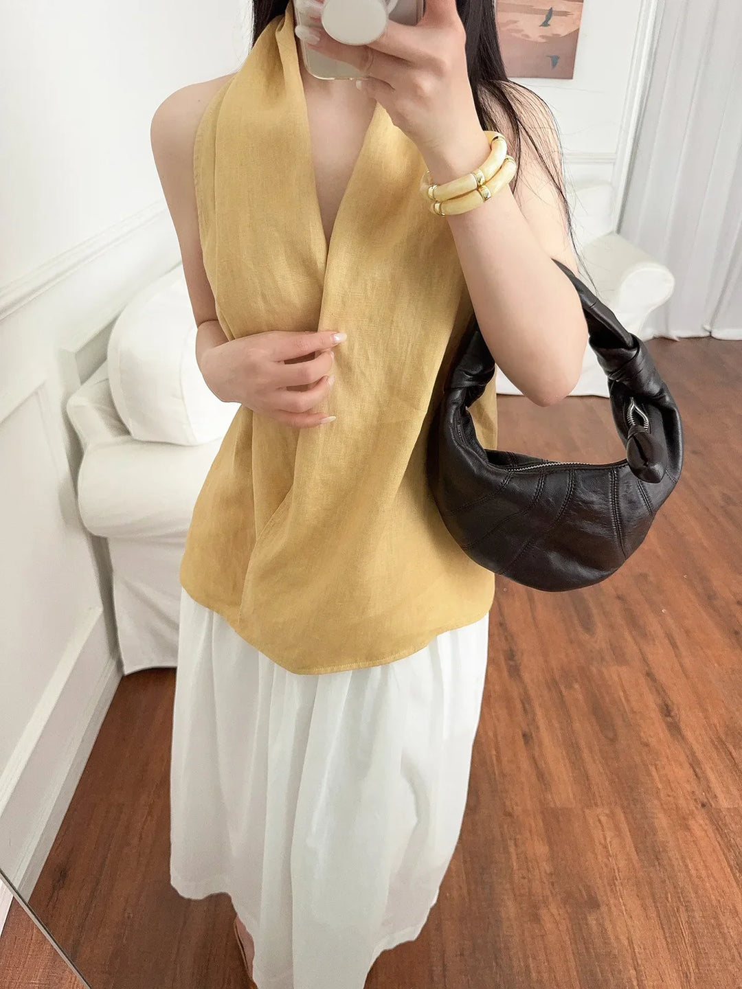 Morgan & Brooke | Draped Sleeveless Linen Vest