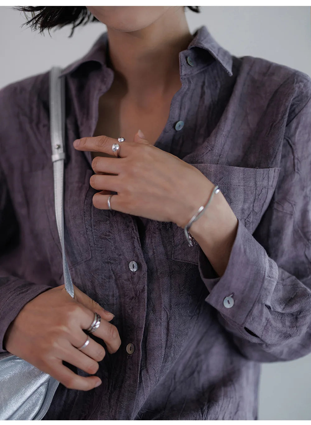 Morgan & Brooke | Natural Pleated Button-Up Linen Shirt