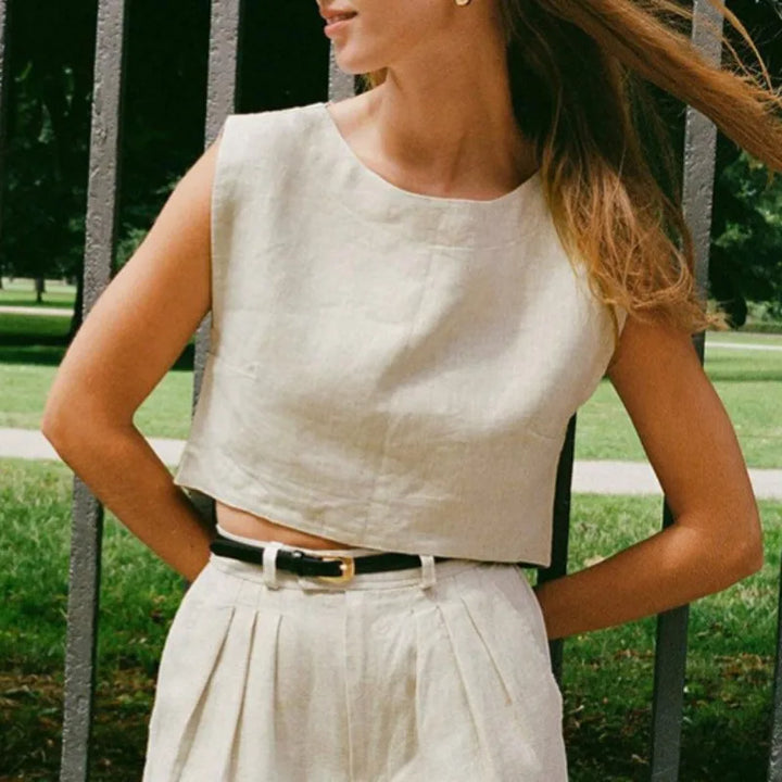 Morgan & Brooke | Cropped Linen Top